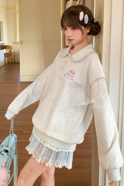 Doll Collar Loose Sweatshirt