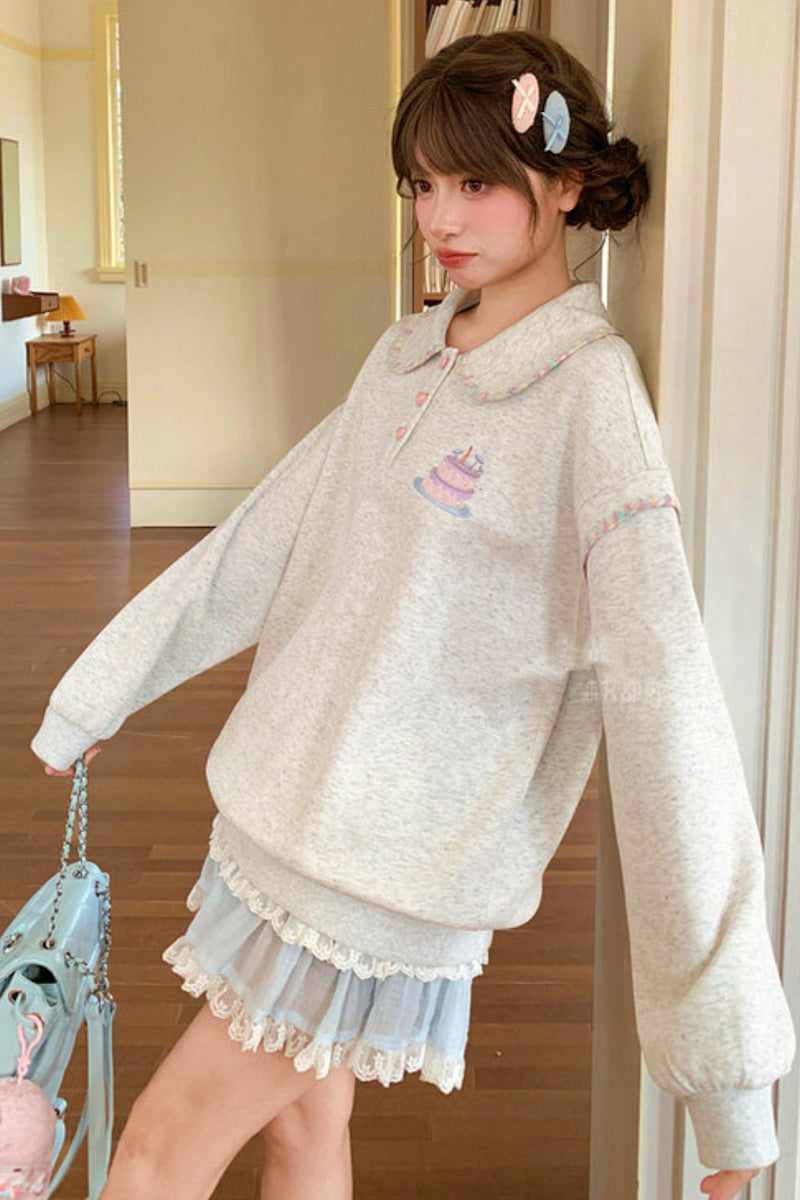 Doll Collar Loose Sweatshirt