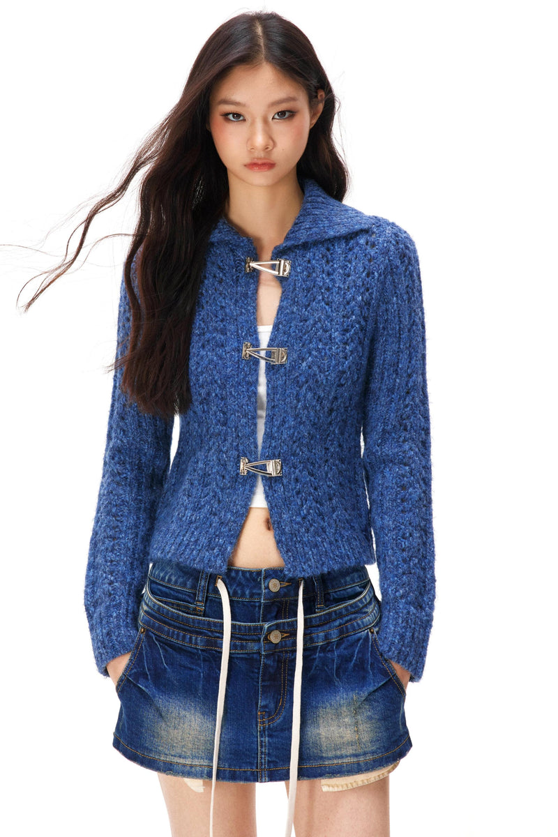 Y2k Hollow Out Knit Cardigan