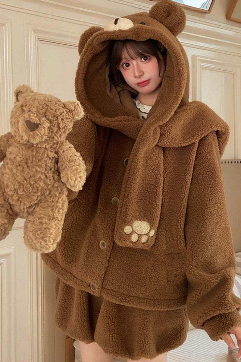 Bear Hooded Fleece Jacket + Pants