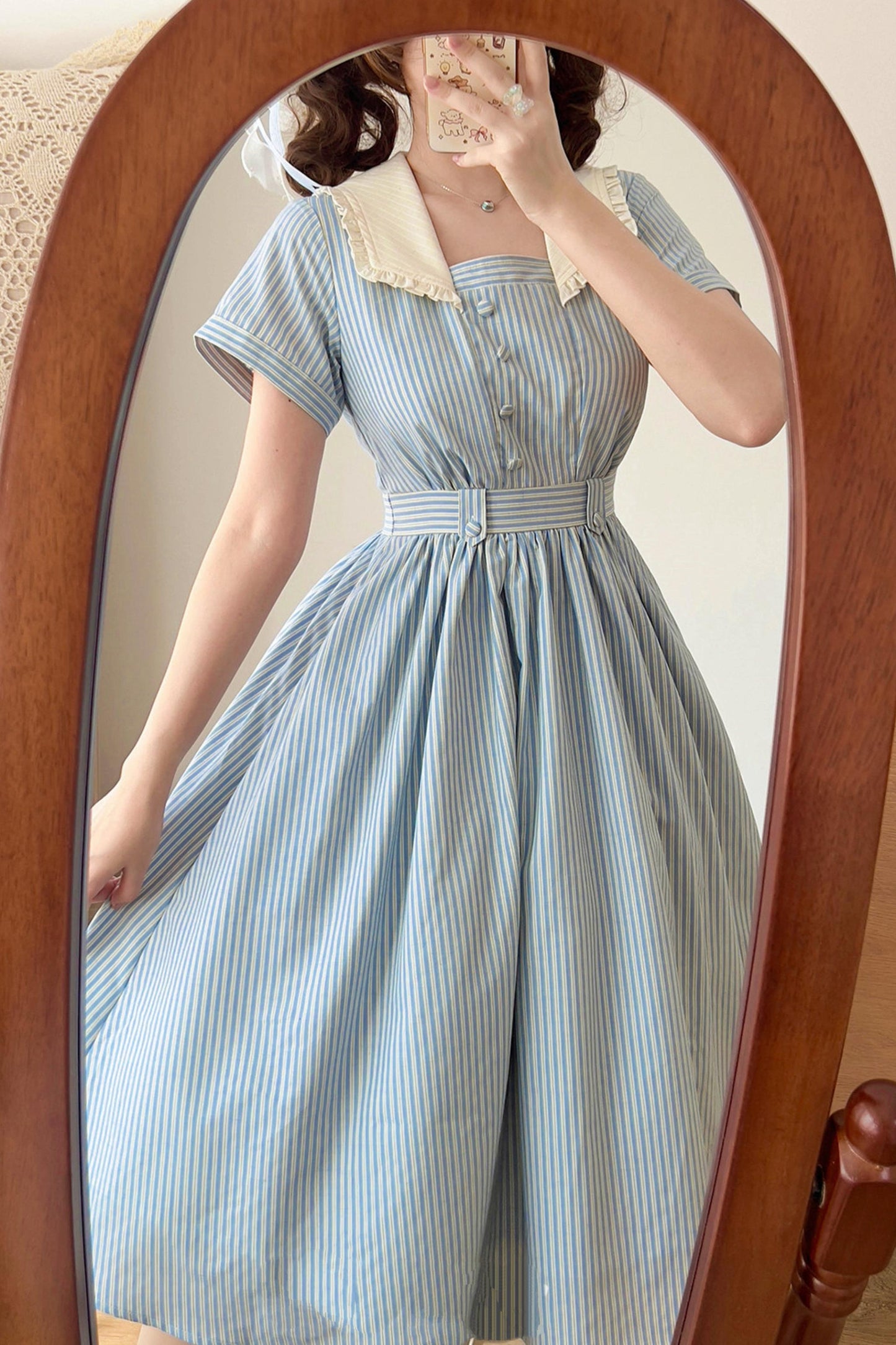 French Retro Linen Dress