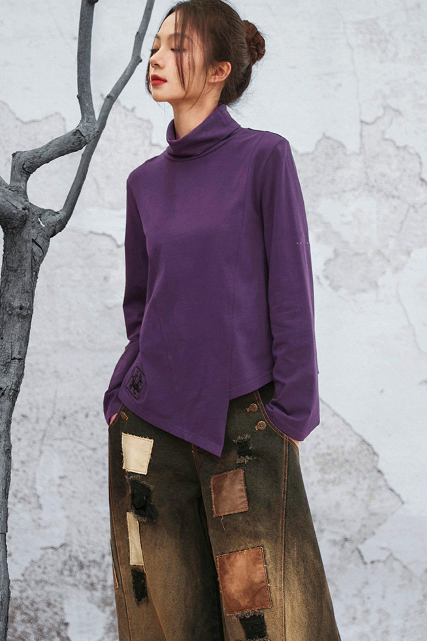 Mode Purple Turtleneck Top