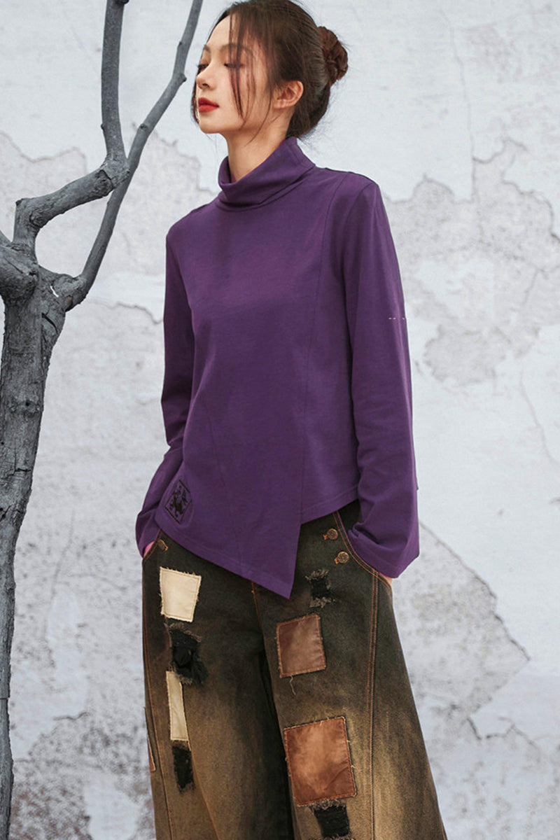 Mode Purple Turtleneck Top