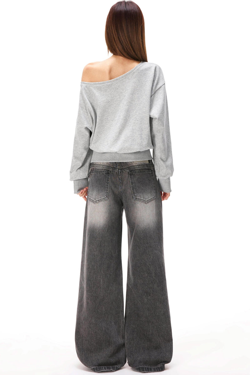 Asymmetrical Off-shoulder Sweatshirt