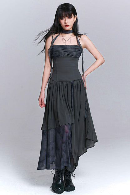 Dark Camisole Irregular Dress