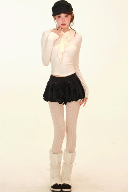 Lace Ruffle Coat + Top + Pants
