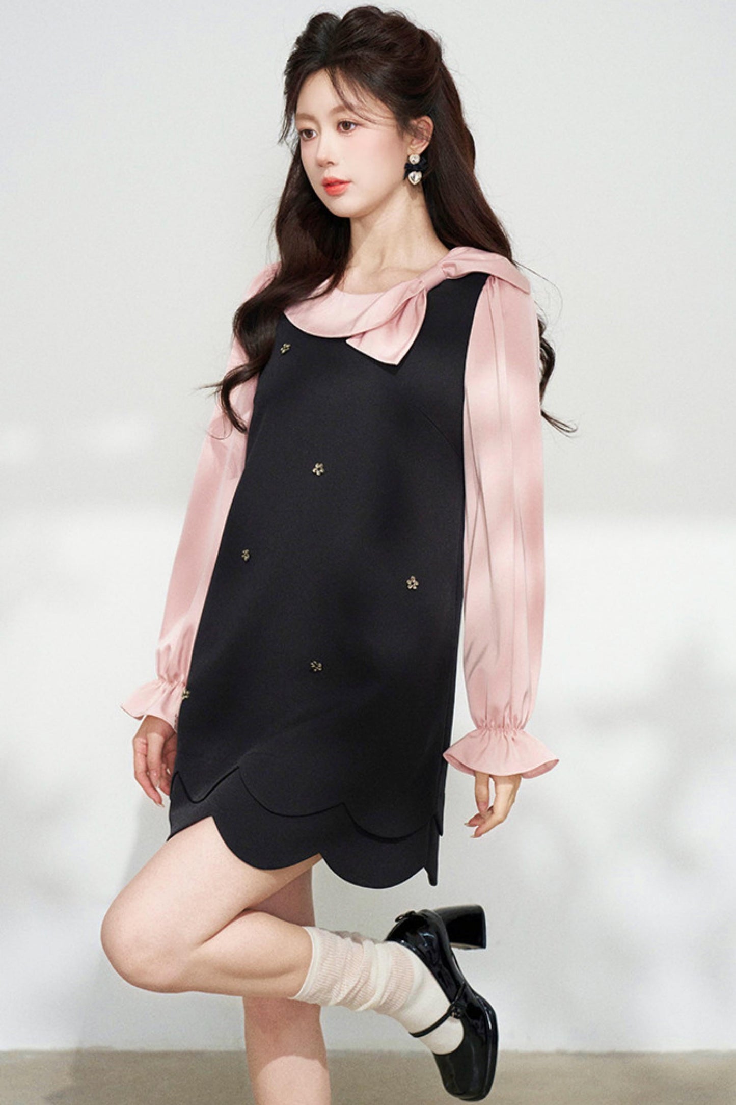 Black and Pink Patchwork Dress