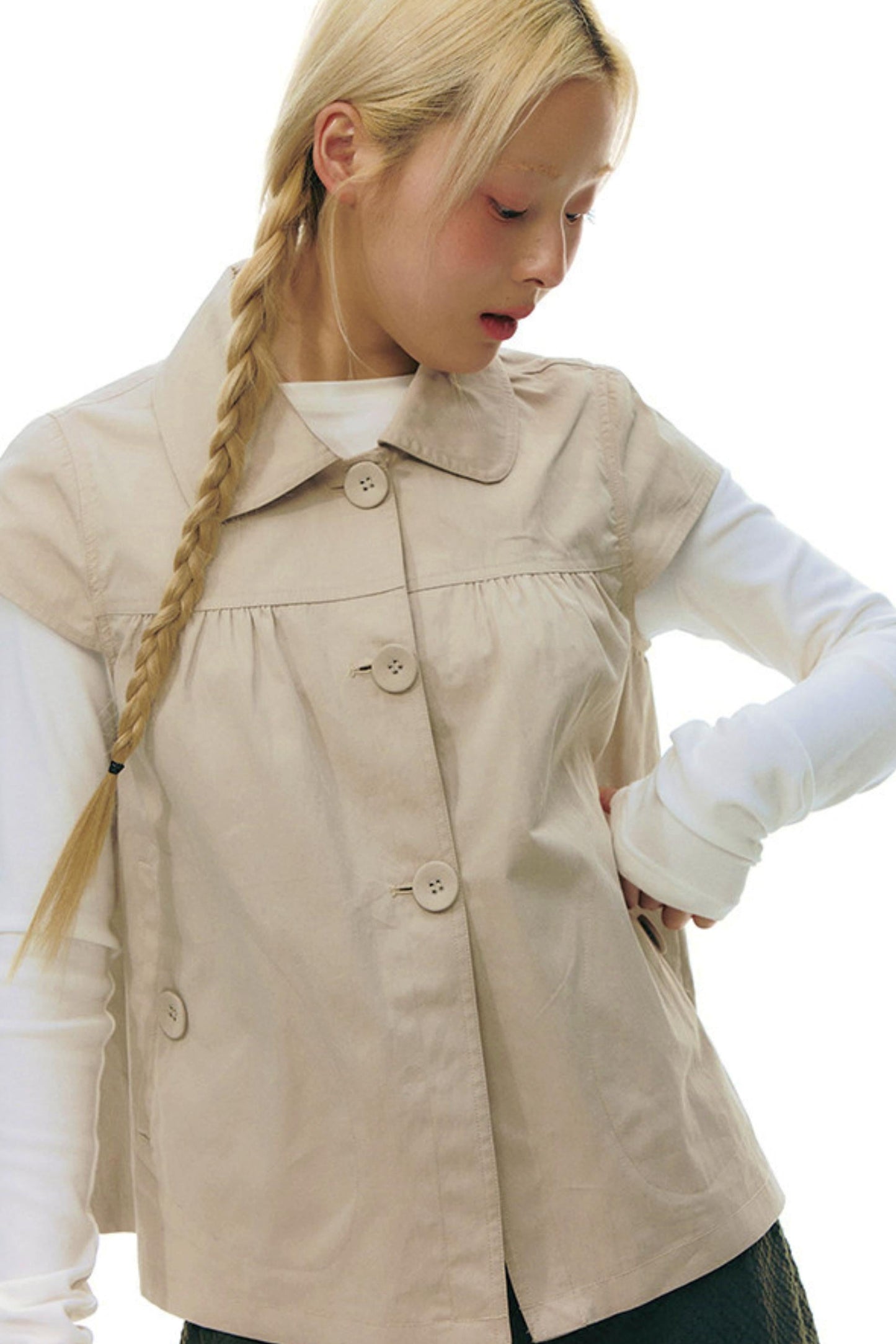Doll Collar Flutter Sleeve Top