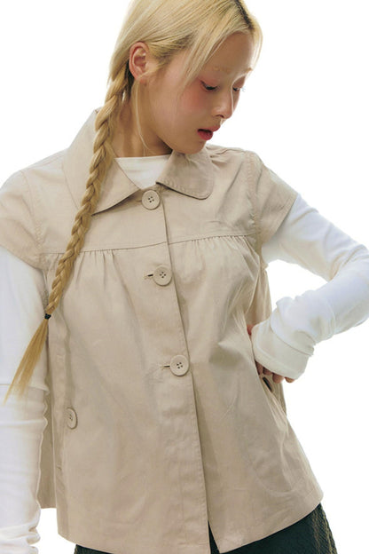 Doll Collar Flutter Sleeve Top