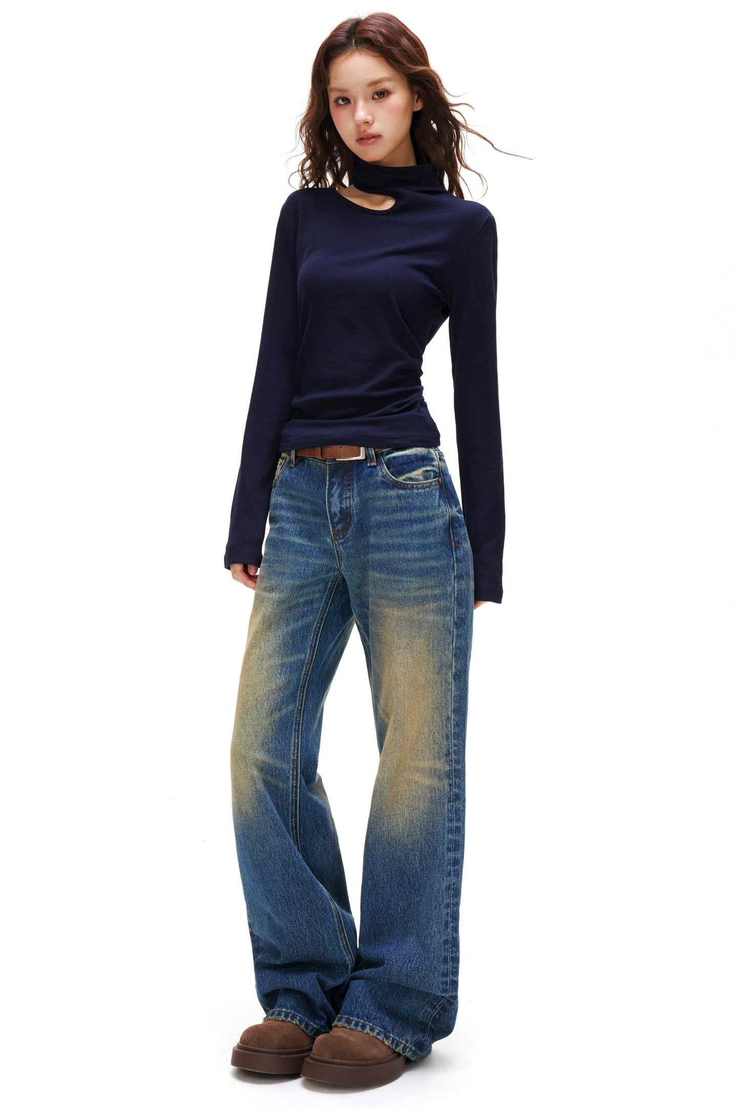Cut Design Turtleneck Top