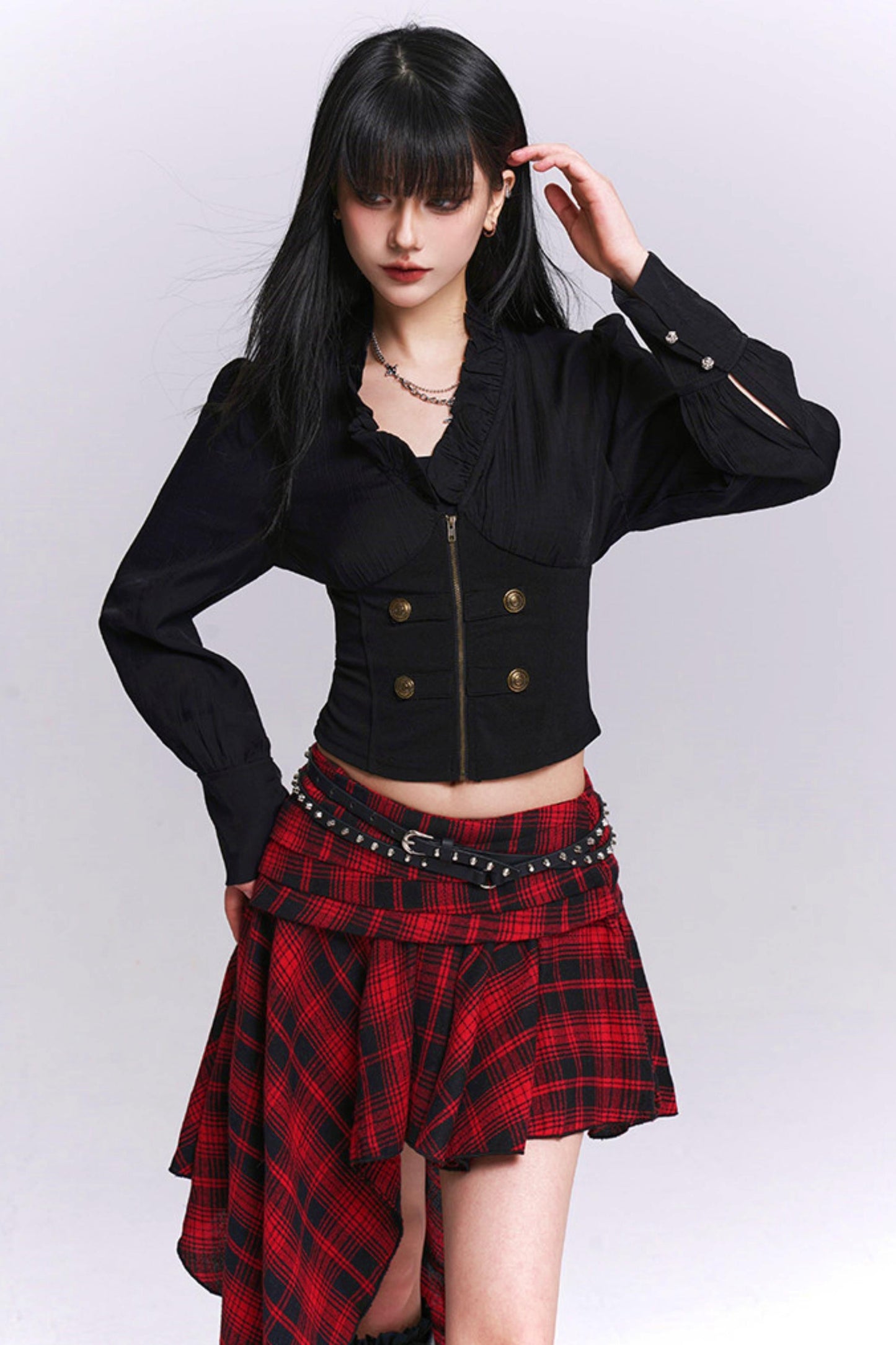 Black Ruffled Blouse
