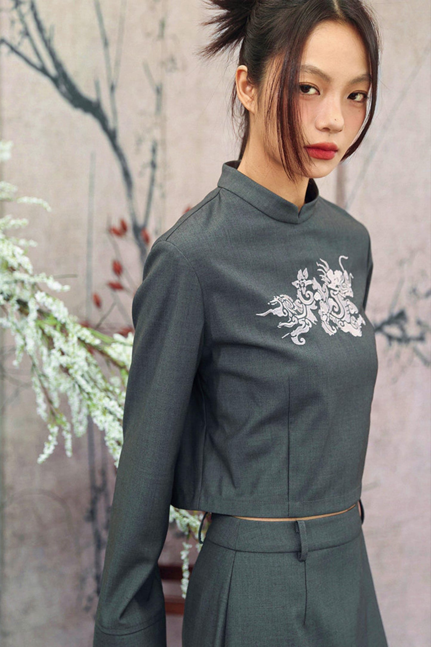 Dragon Embroidery Blazer Top