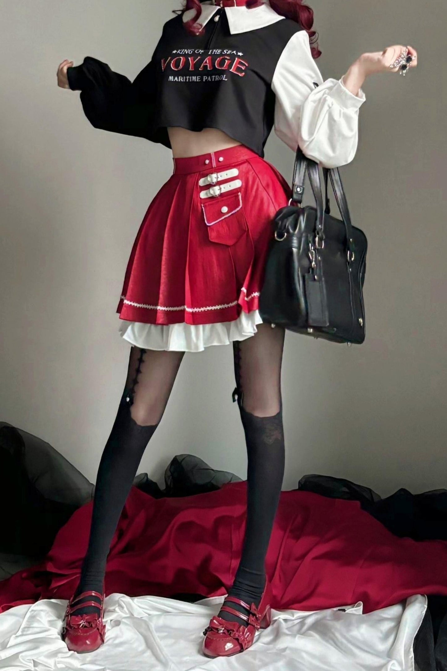 Street Cropped Top + Pleated Mini Skirt