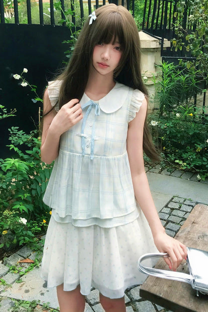 Angelic Doll Collar Top + Dot Skirt