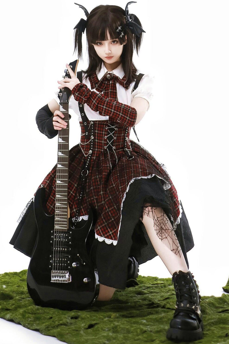 Gothic Academy Idol Lolita Strap Skirt + Shirt + Sleeves