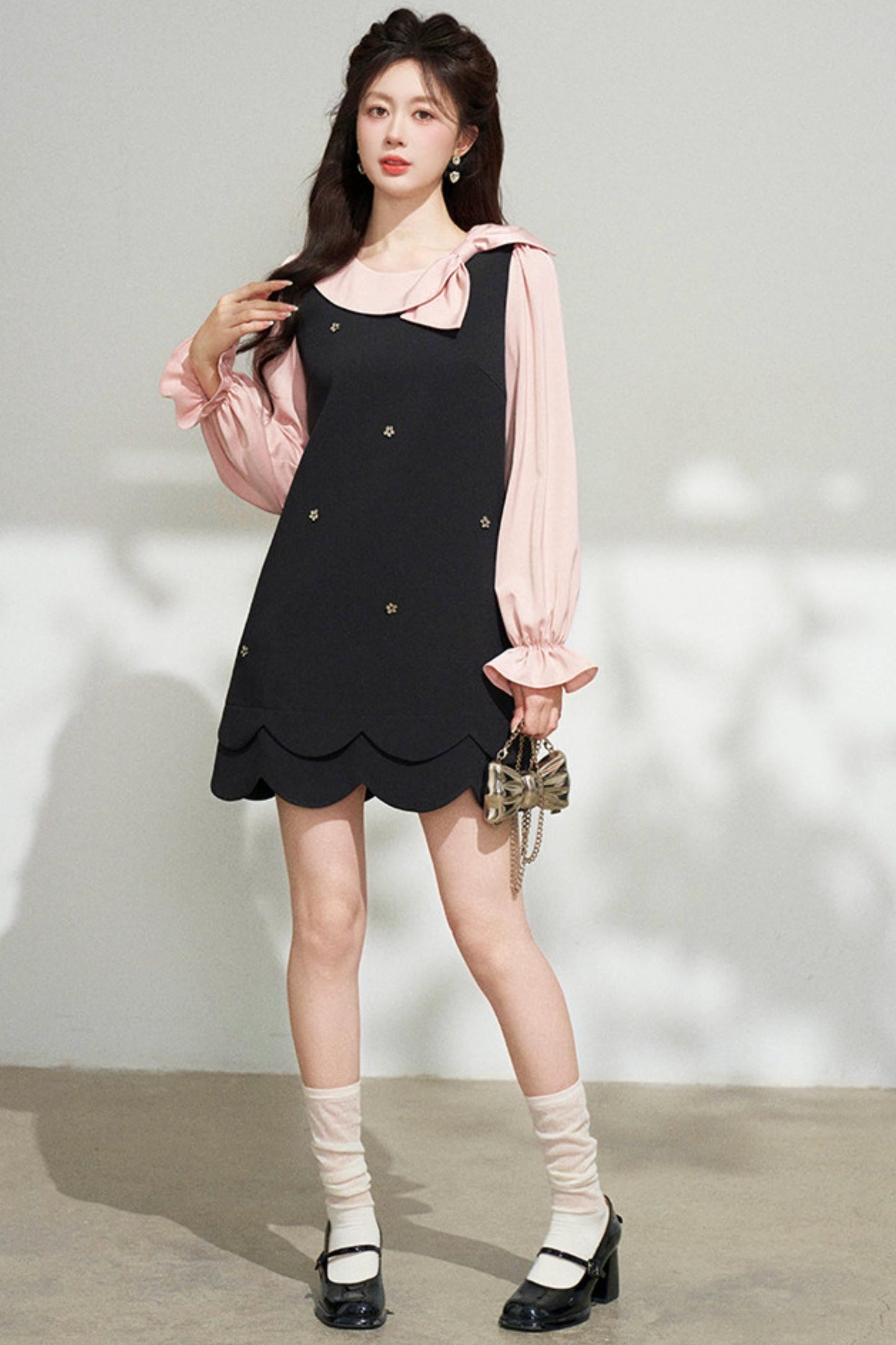 Black and Pink Patchwork Dress