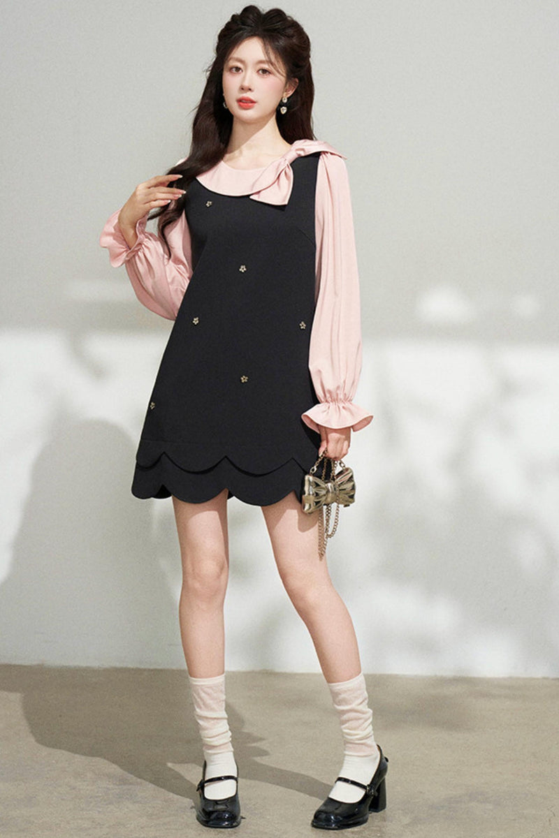 Black and Pink Patchwork Dress