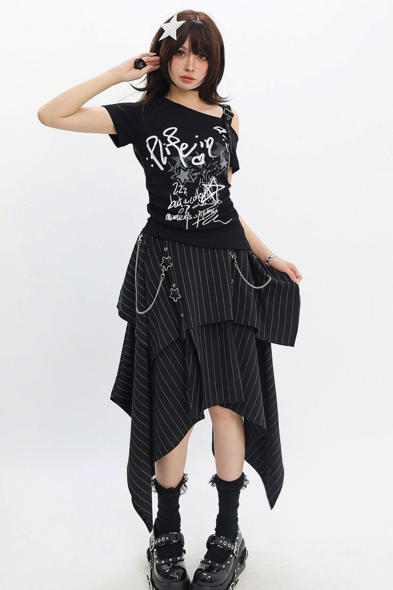 Cat-themed Off-shoulder Blouse