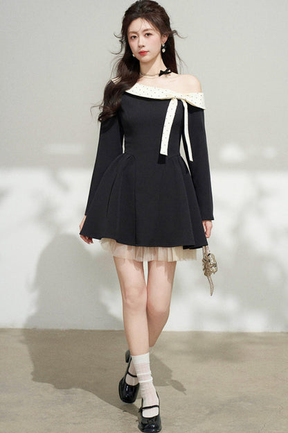 French Sweet Off Shoulder Dress