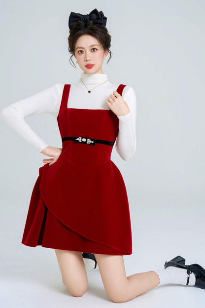 Red Velvet Bubble Dress + Top