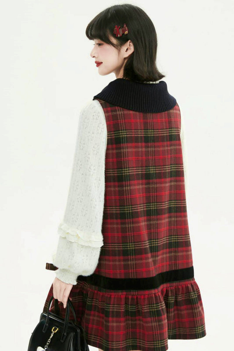 Holiday Bear Red Plaid Dress