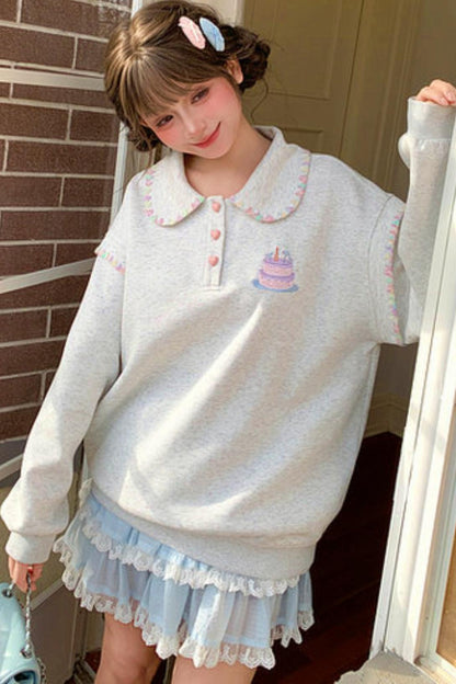 Doll Collar Loose Sweatshirt