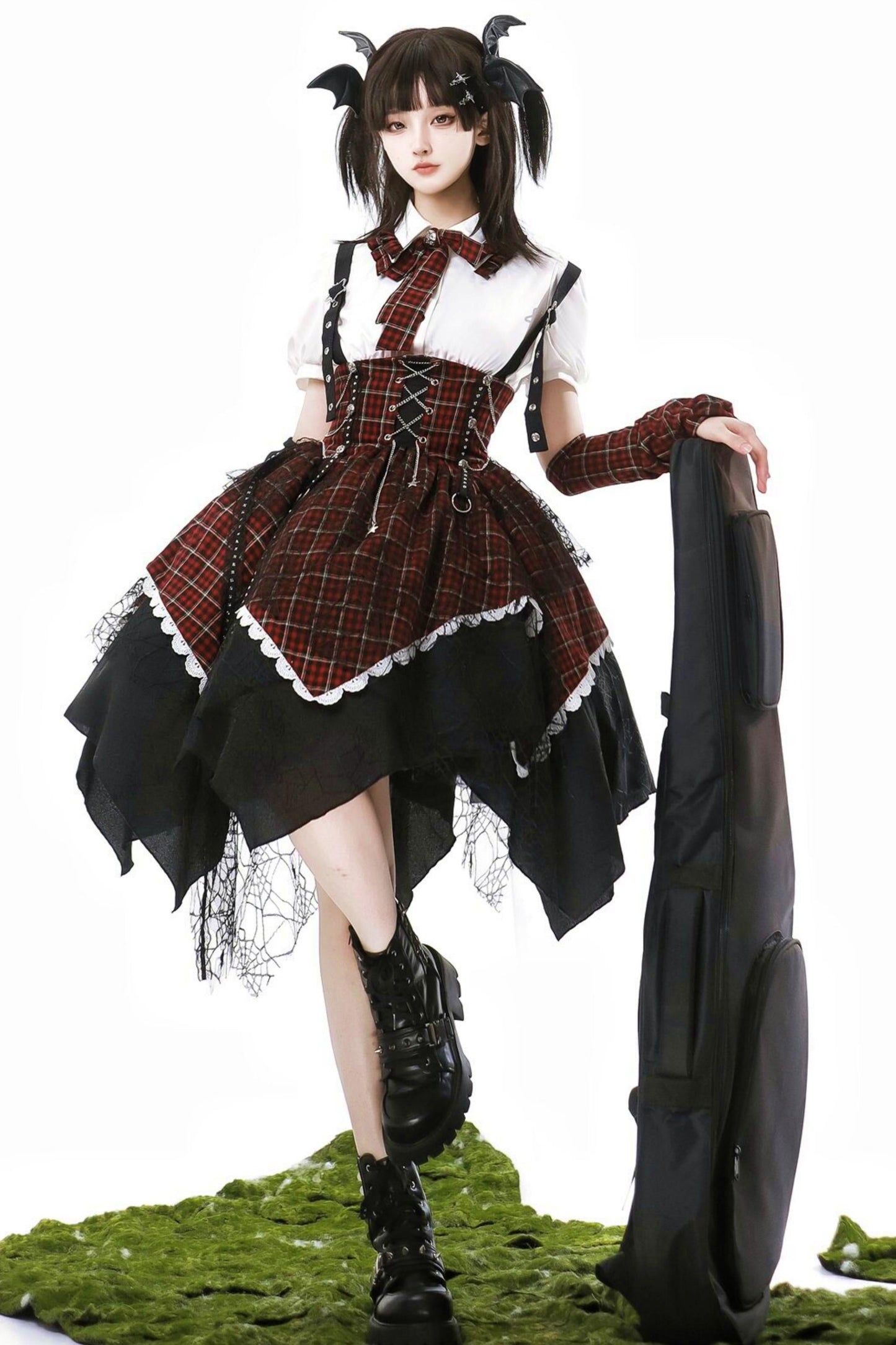 Gothic Academy Idol Lolita Strap Skirt + Shirt + Sleeves