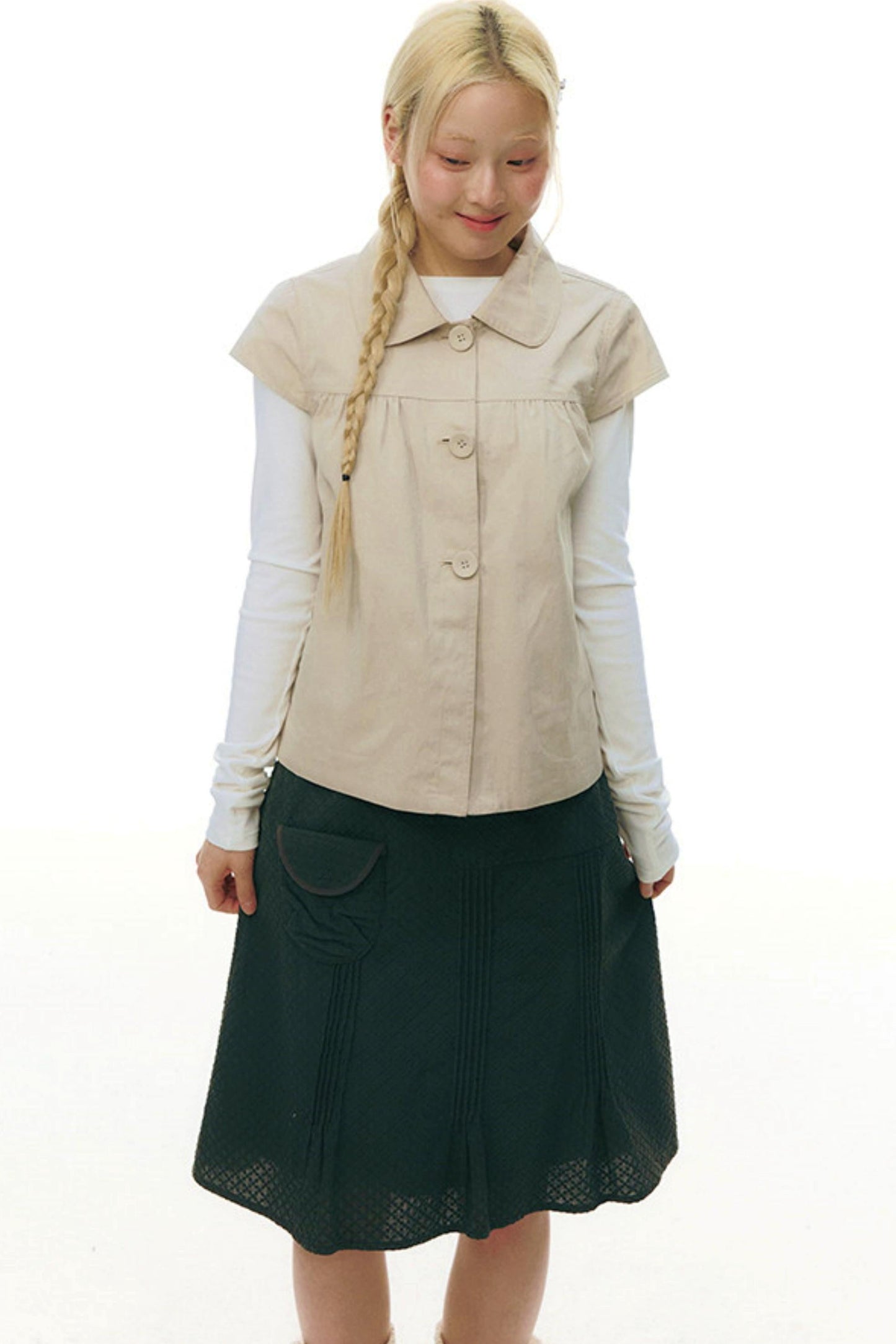 Doll Collar Flutter Sleeve Top