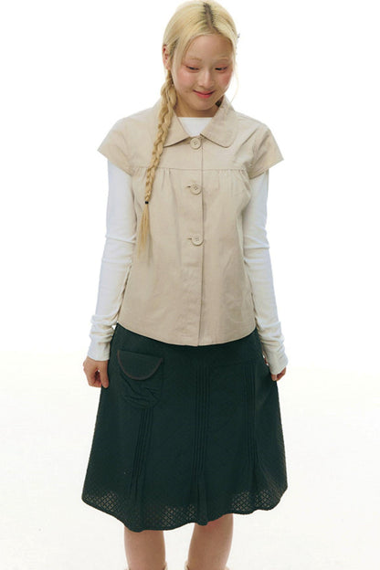 Doll Collar Flutter Sleeve Top