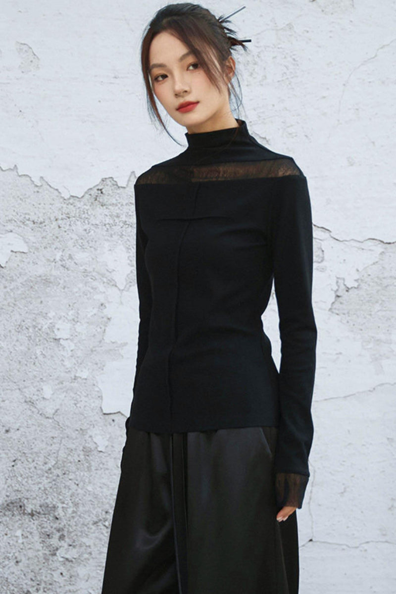 Point Sheer Design High Neck Top