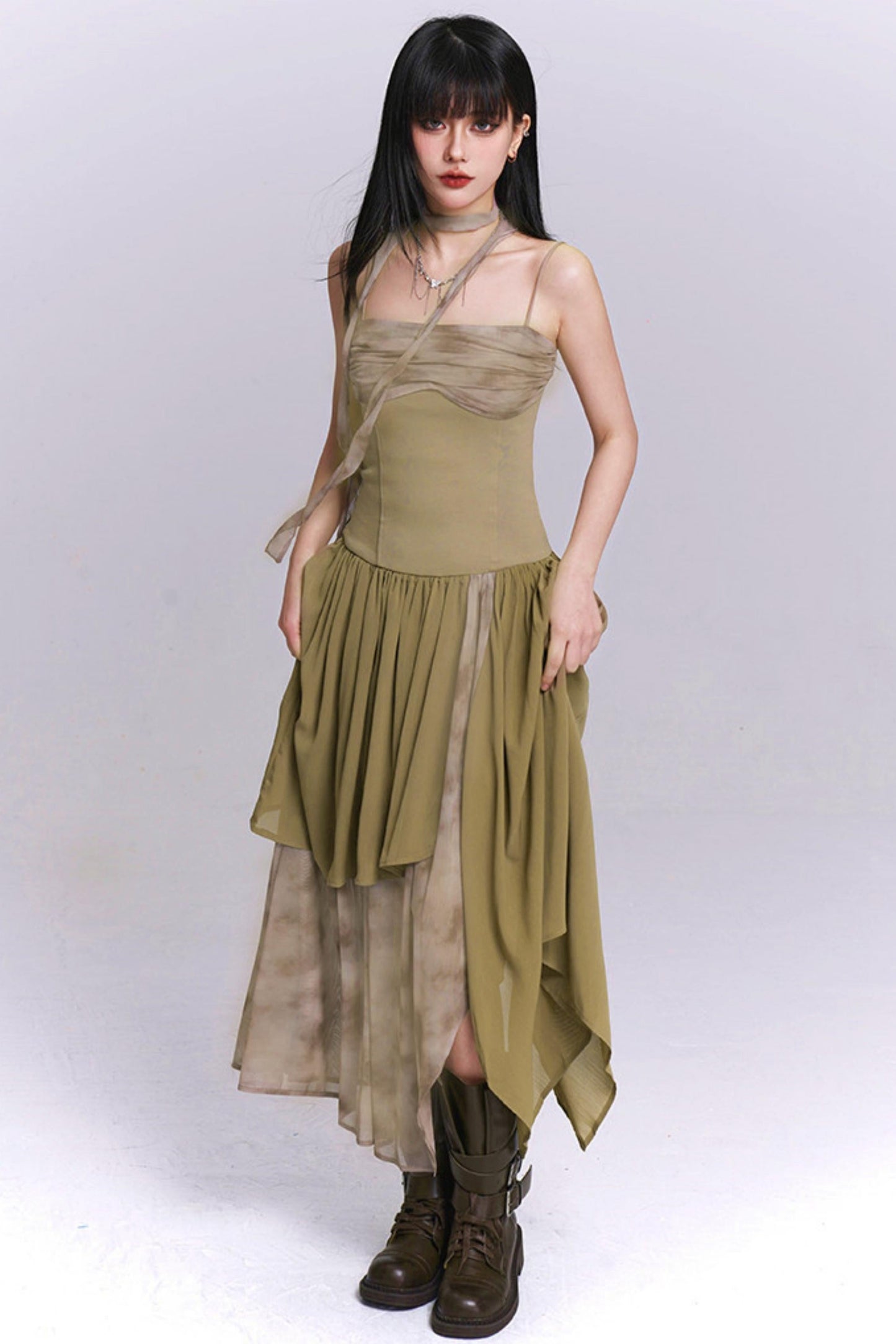 Dark Camisole Irregular Dress