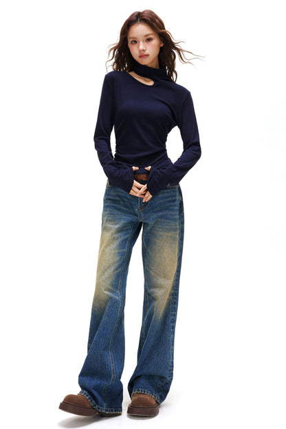 Cut Design Turtleneck Top