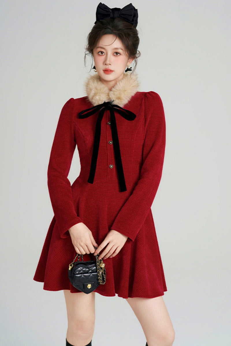 Sweet Fur A-line Dress
