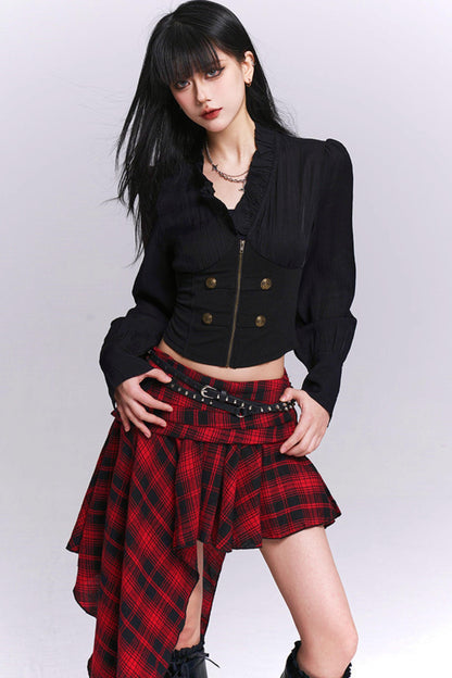 Black Ruffled Blouse