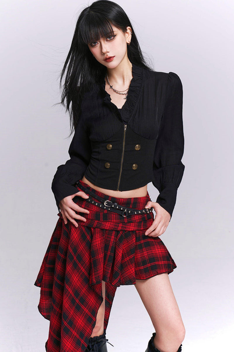 Black Ruffled Blouse