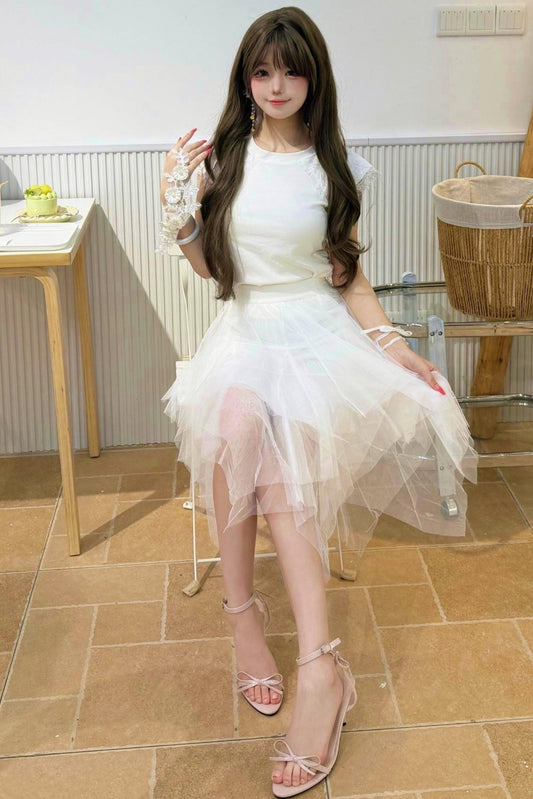 Fairy Lace Feather Top + Skirt