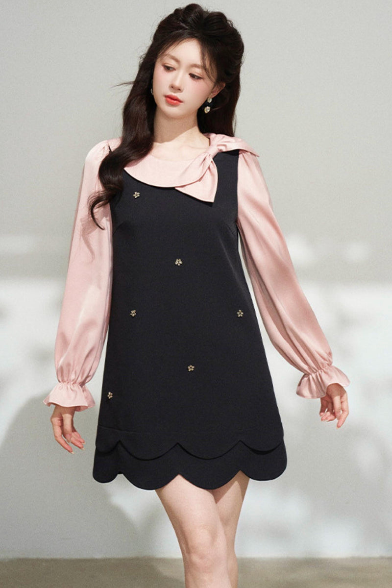 Black and Pink Patchwork Dress