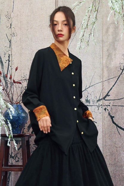 Gold Dragon Diagonal Collar Shirt