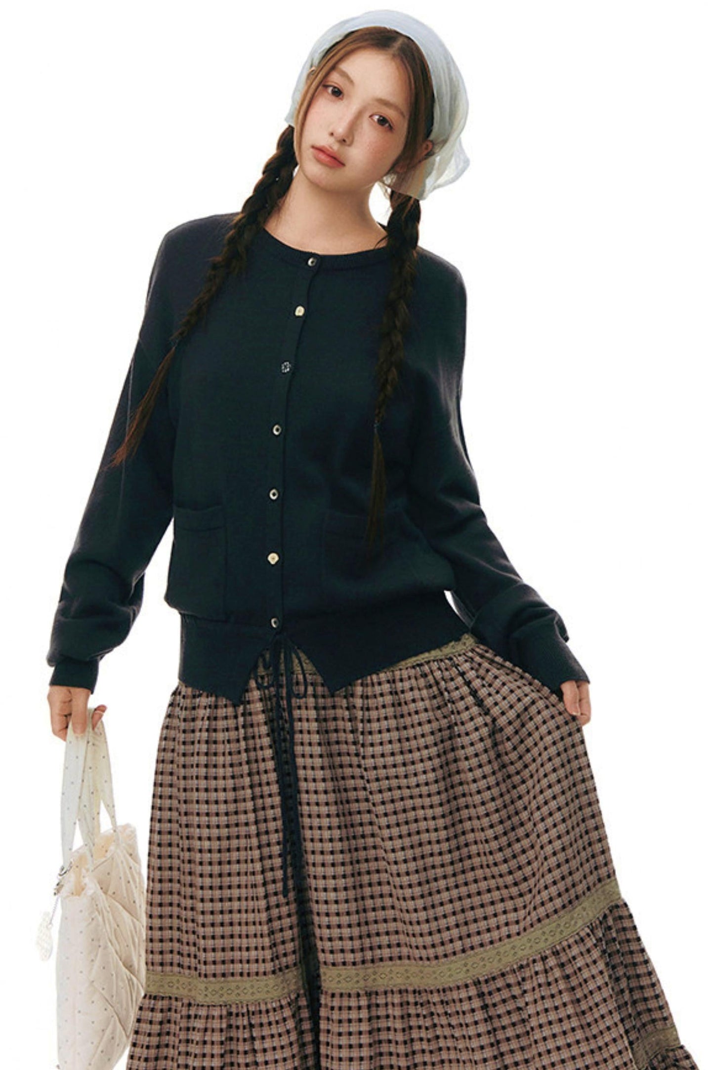 Drawstring Knit Cardigan