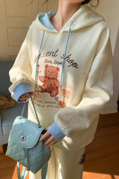 Bear Print Hooded Sweatshirt