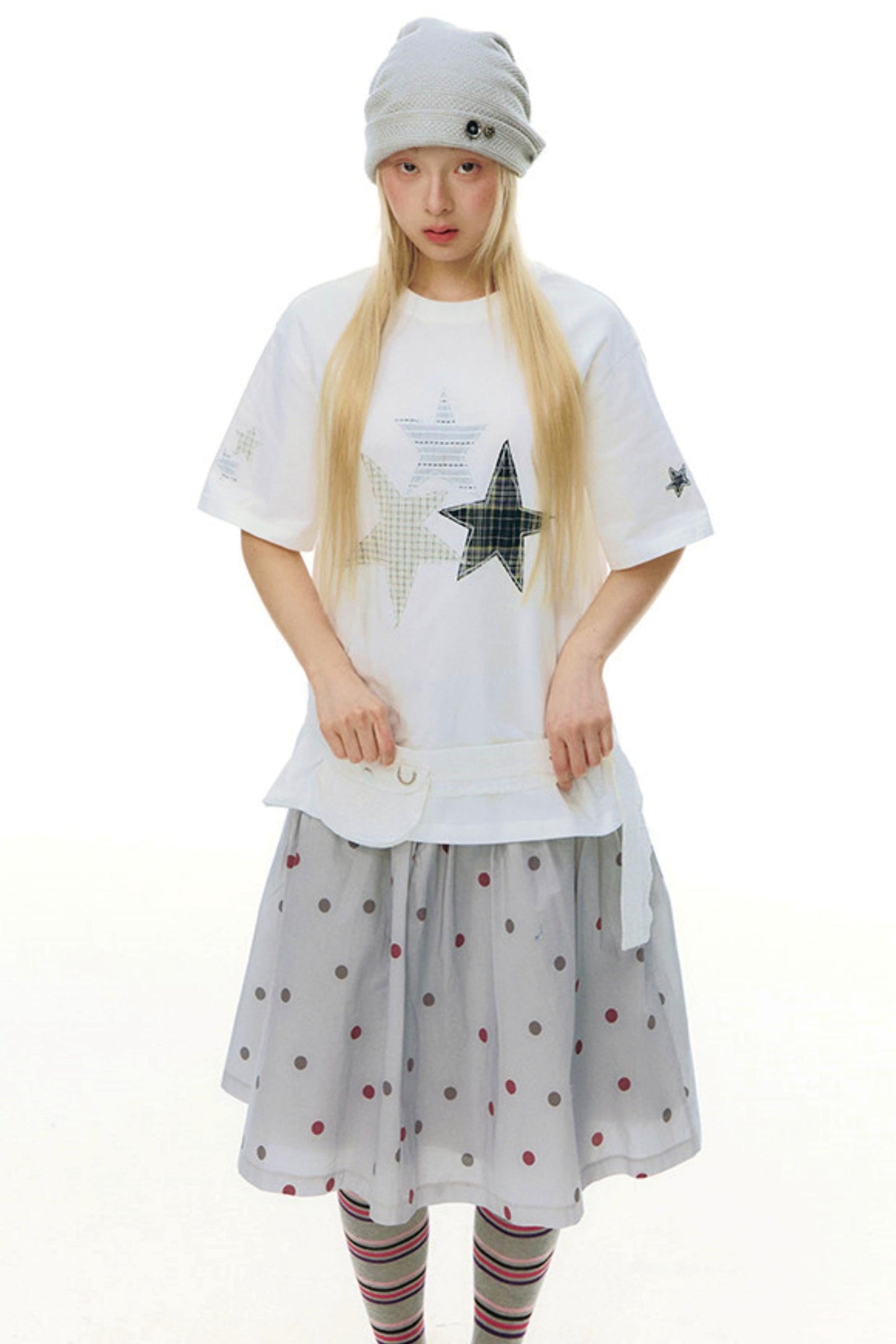 Star Patch Loose Y2k Top