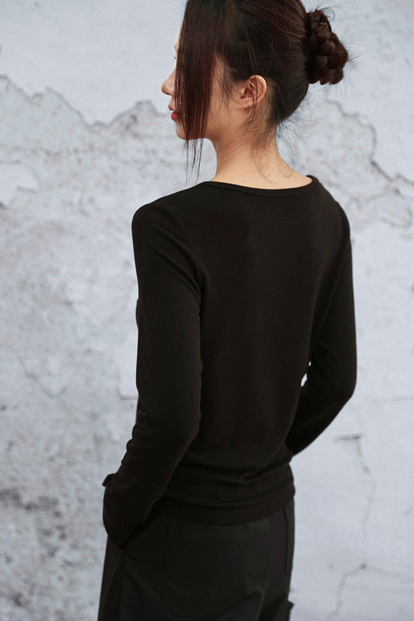 Crystal Button Velvet Knitted Top