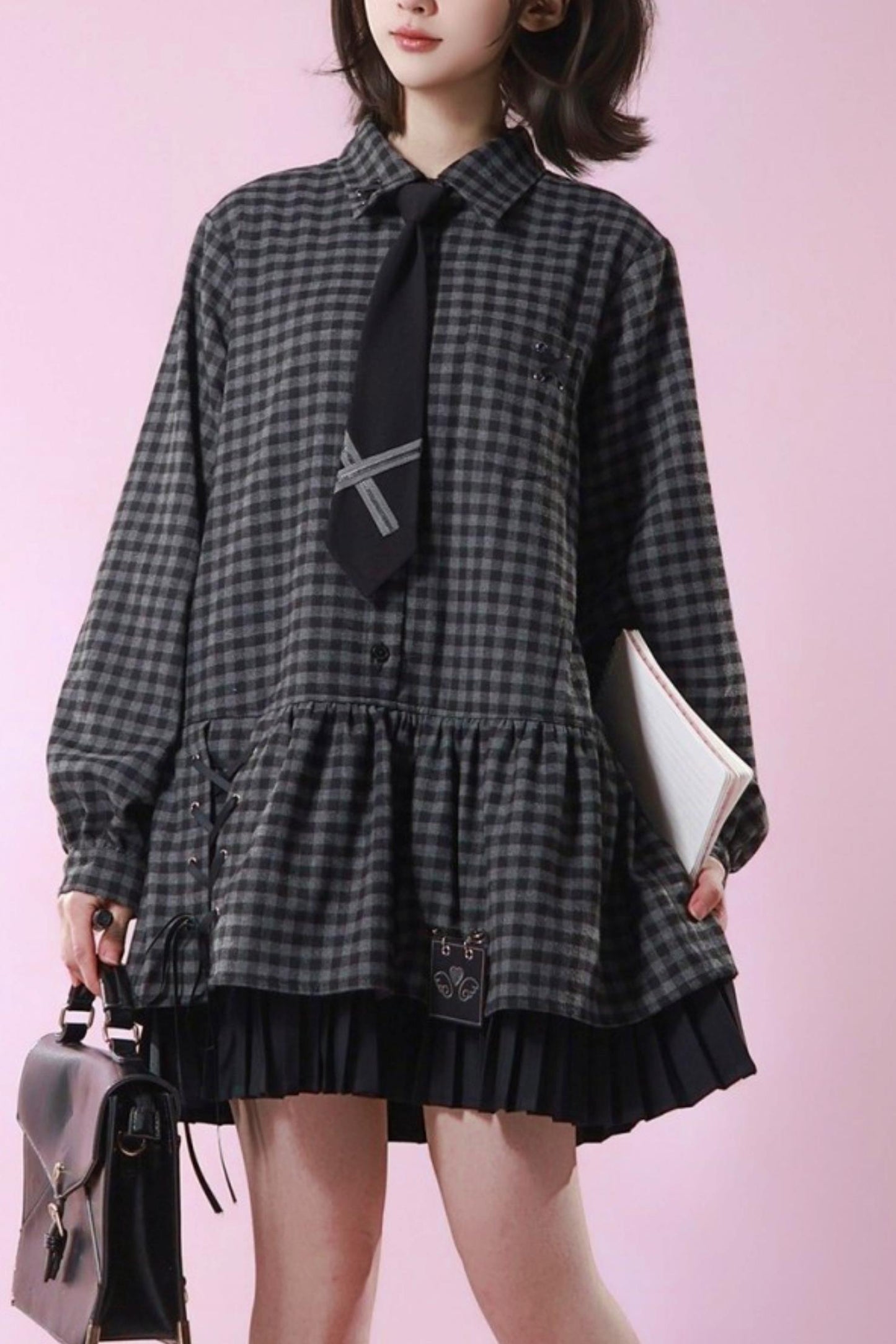 Dark Retro Sweet Plaid Dress