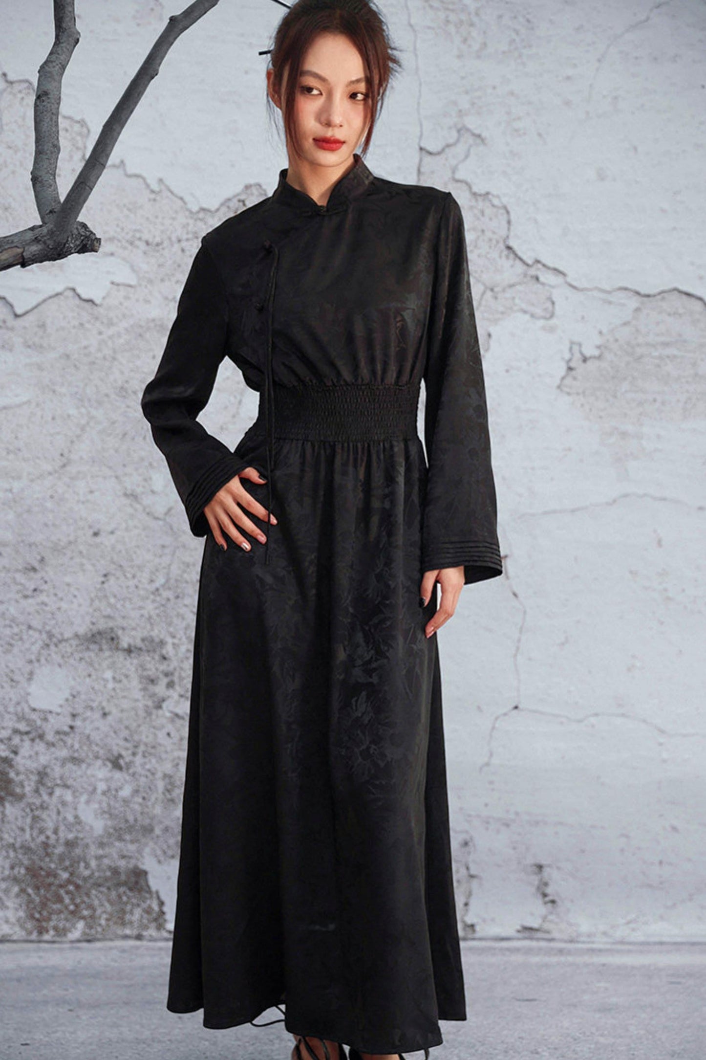 Jacquard Waist Cinched Dress
