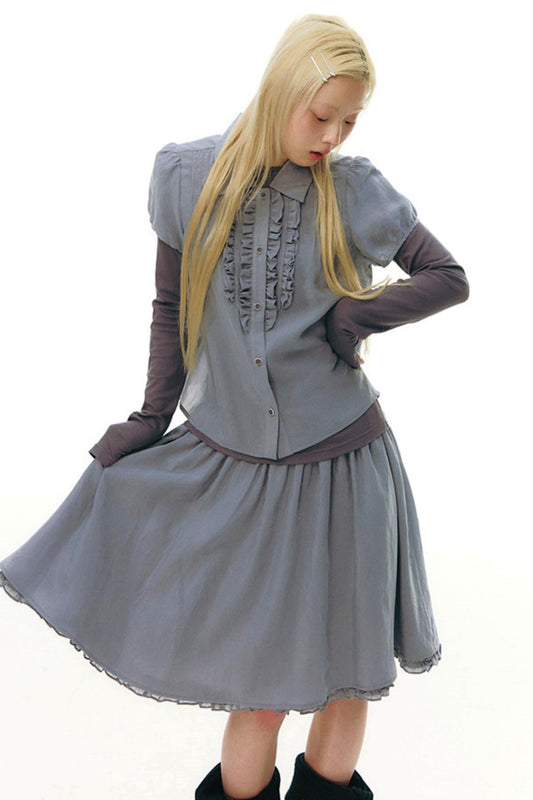 Lace Placket Top + Skirt