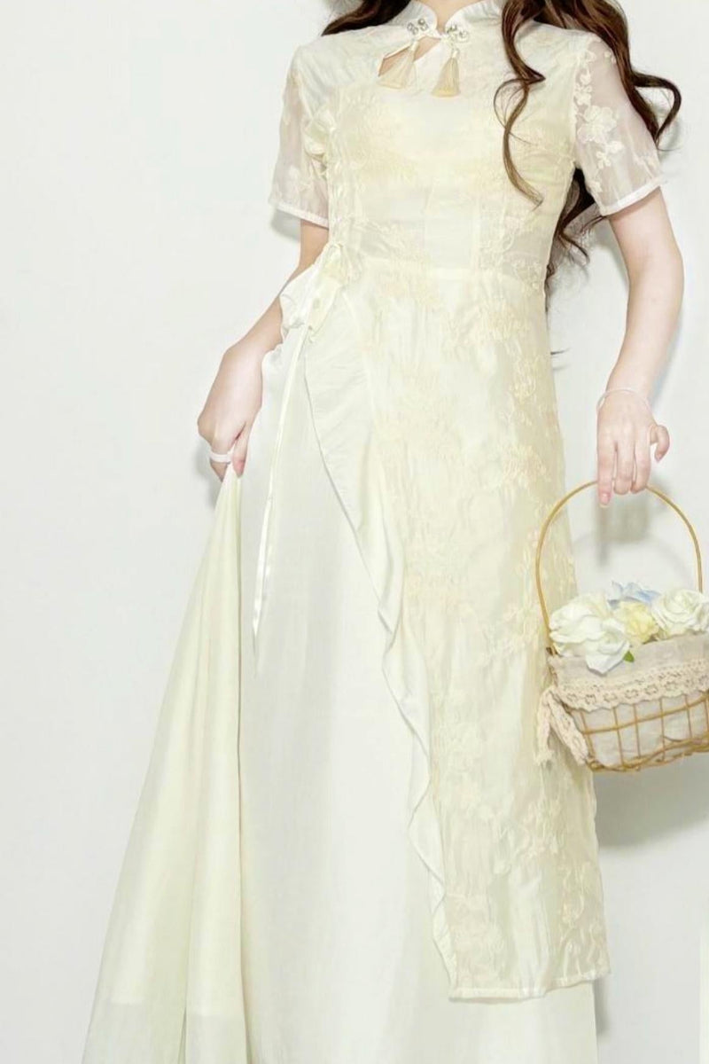White Chinese-style Dress