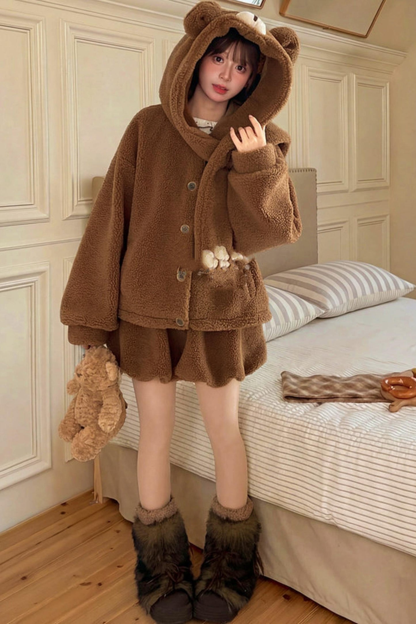 Bear Hooded Fleece Jacket + Pants