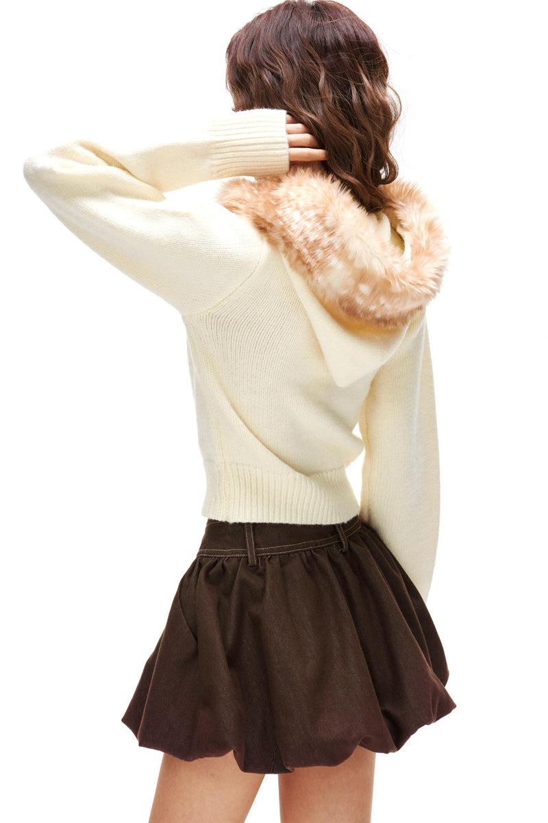 Y2k Volume Fur Hooded Top