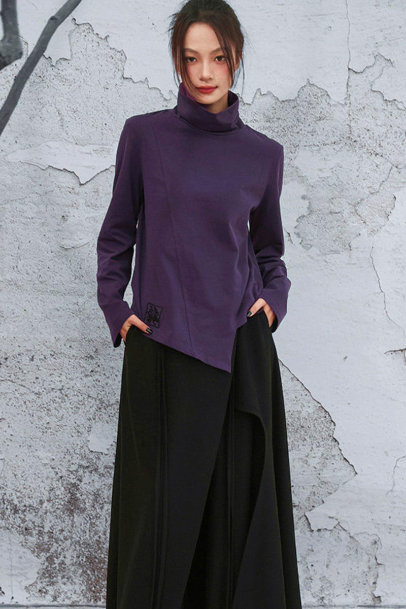 Mode Purple Turtleneck Top