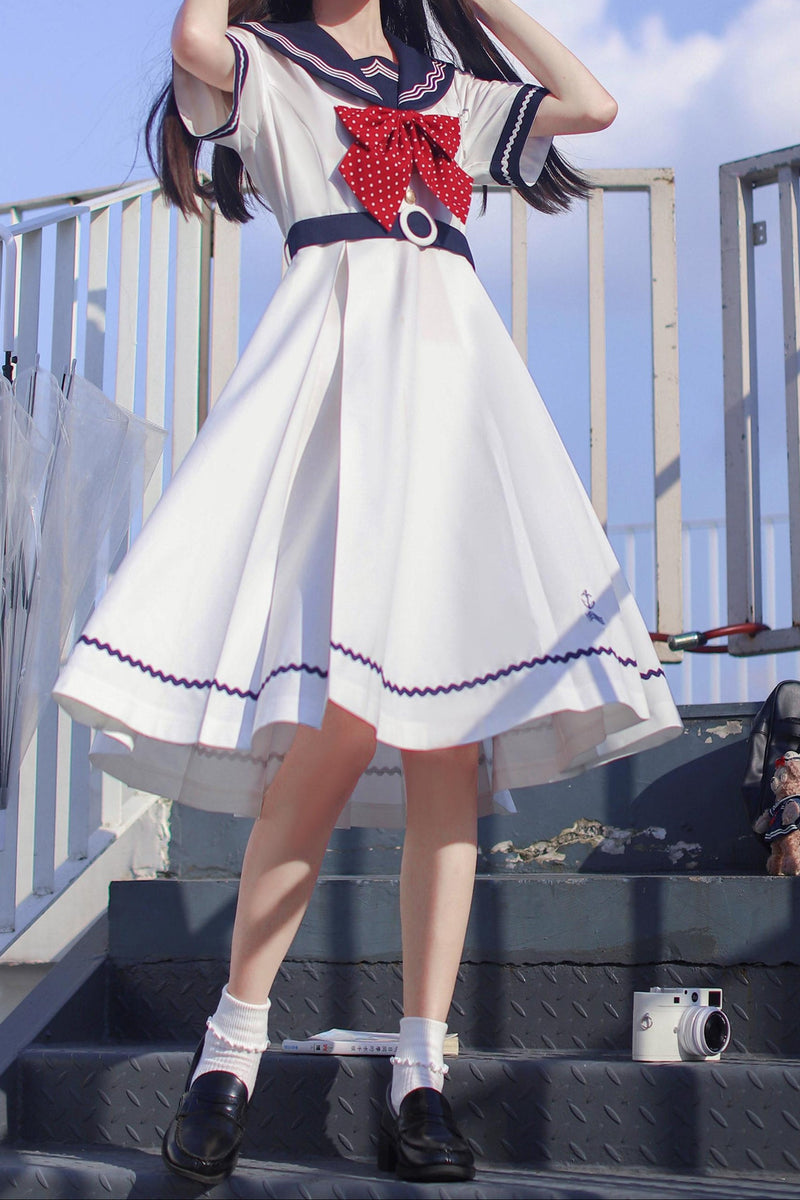 Summer Sea Sailor Dress + Ribbon Accessory